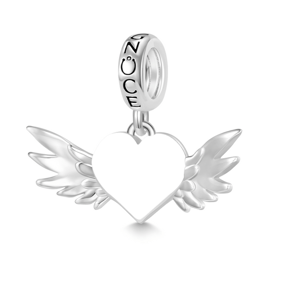 Gnoce Engravable Love Wings Pendant Dangle Charm