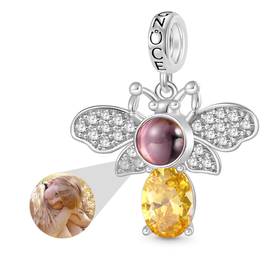 Gnoce Yellow Gold Bee Projection Personalized Photo Pendant Dangle Charm_1