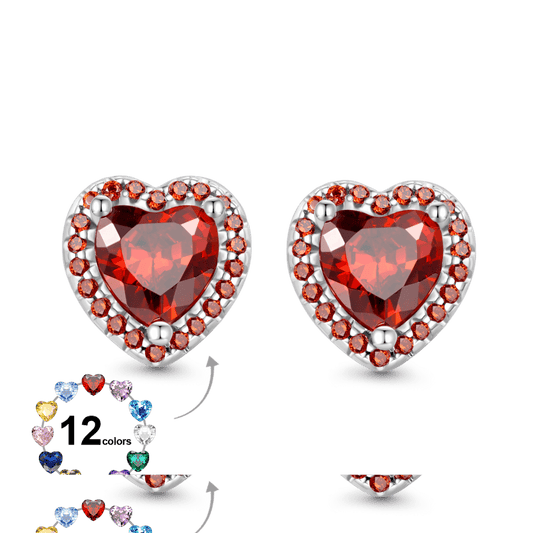 Gnoce Red Heart Birthstone Stud Earrings_1