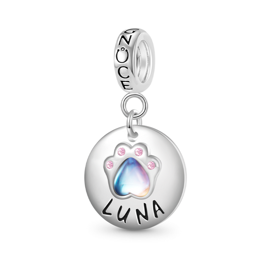 Gnoce Engravable Moonstone Pet Paws Pendant Dangle Charm_1