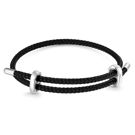 Gnoce Adjustable Black Basic Bracelet with 2 Pc Stoppers_1