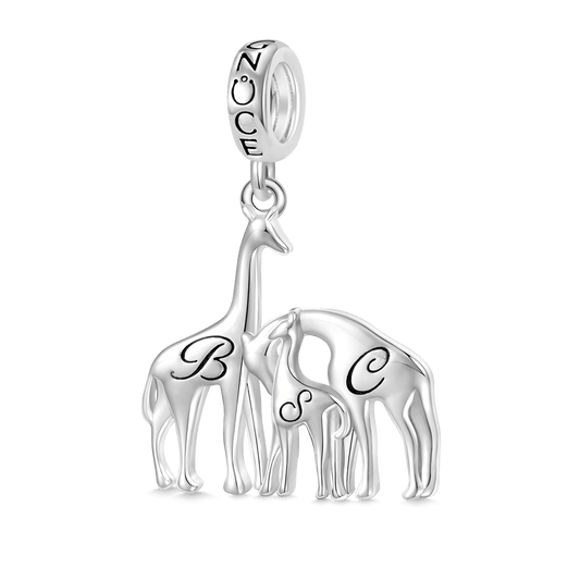 Gnoce Engravable Letter Giraffe Family Pendant Dangle Charm_1