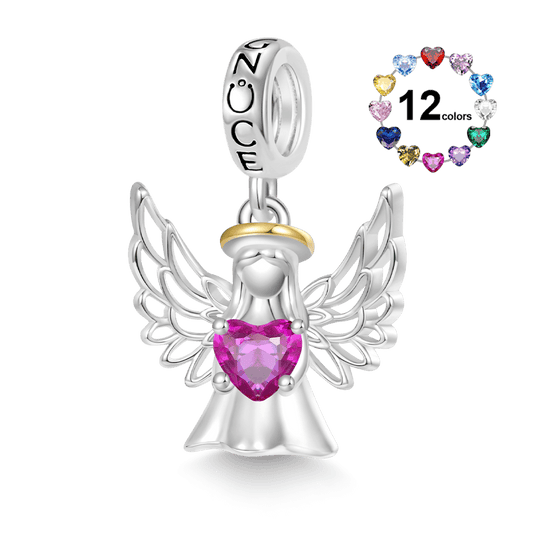Gnoce Angel Wings Embraces Heart Birthstone Charm_1
