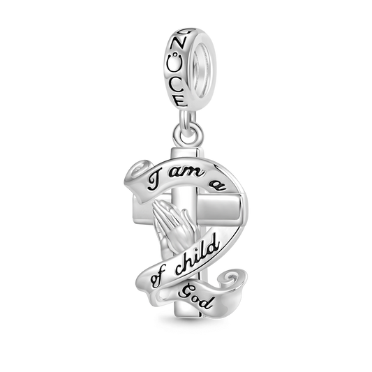 Gnoce “I am a child of God" Cross Praying Hands Pendant Dangle Charm_1