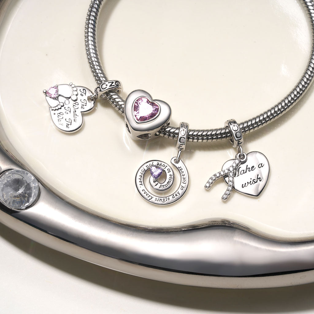 Gnoce "I promise to love you forever" Spiral Love Pendant Dangle Charm_3