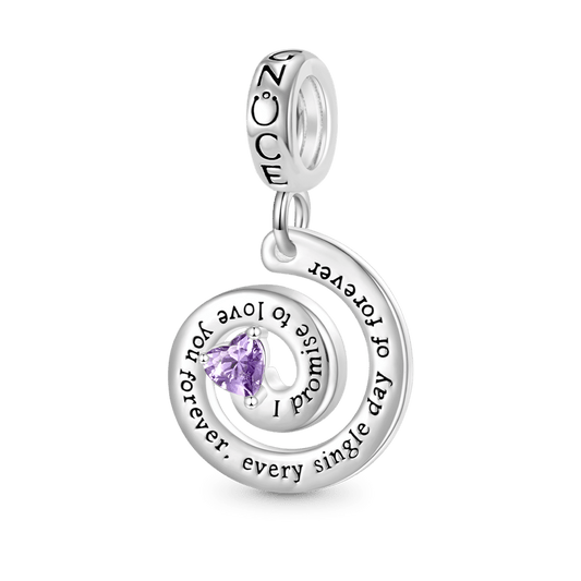 Gnoce "I promise to love you forever" Spiral Love Pendant Dangle Charm_1