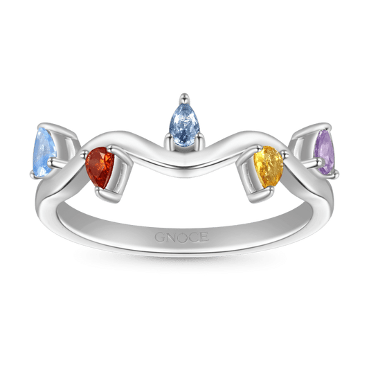 Gnoce Wavy Colorful Diamond Band Ring_1