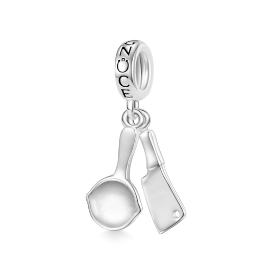 Gnoce Kitchenware Frying Pan & Knife Pendant Dangle Charm_1