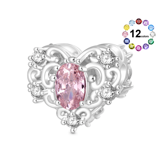 Gnoce Birthstone Hollow Love Heart Charm_1