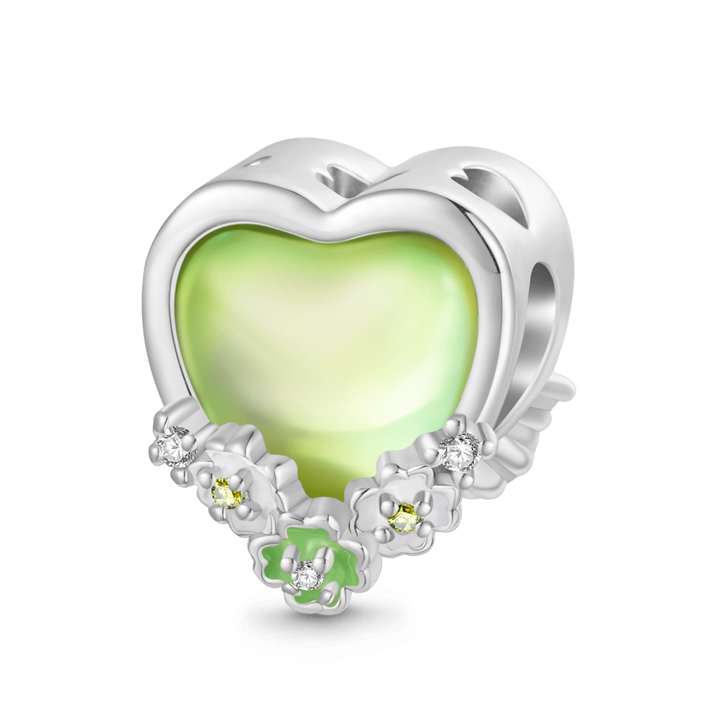 Apple Green Love Heart Four Leaf Clover Charm_1