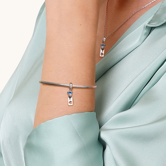 Gnoce Engravable Tag Heart Birthstone Pendant Dangle Charm_6