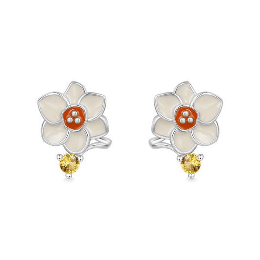Gnoce Birthday Flower Series Narcissus Stud Earrings_1