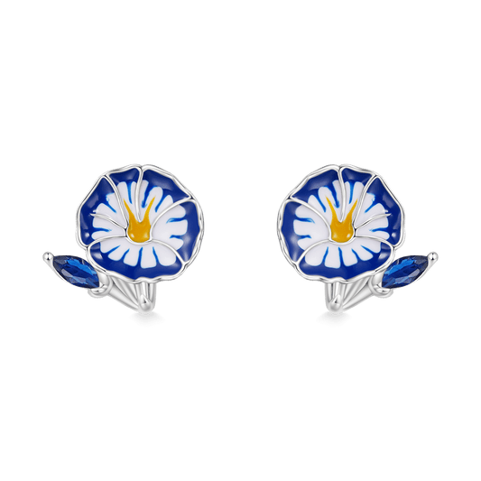 Gnoce Birthday Flower Series Morning Glory Stud Earrings_1