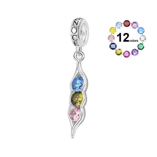 Gnoce Birthstone Pea Pod Pendant Dangle Charm_1