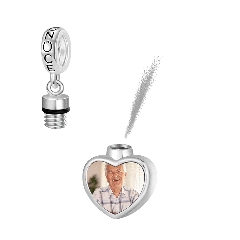 Gnoce “My guardian angel” Personalized Photo Heart Memorial Urn Ashes Pendant Dangle Charm_1
