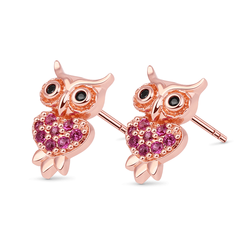 Owl Stud Earring Rose Gold Plated 925 Sterling Silver_1