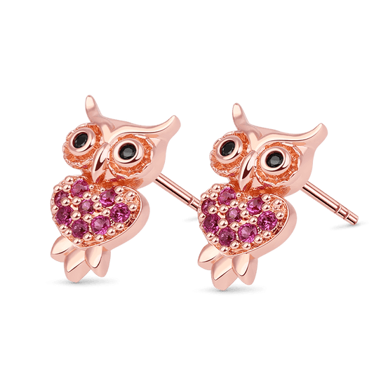Owl Stud Earring Rose Gold Plated 925 Sterling Silver_1
