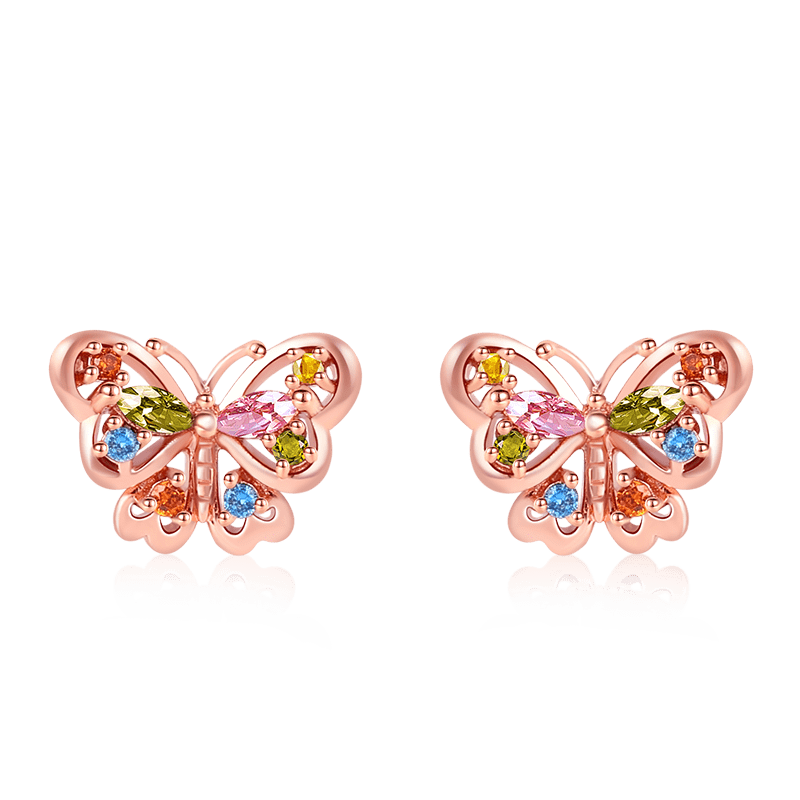 Butterfly Stud Earrings 18k Rose Gold Plated 925 Sterling Silver_1