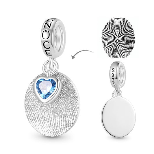 Gnoce Personalized Fingerprint Birthstone Pendant Dangle Charm_1