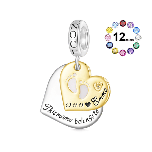Gnoce Double Heart Engravable Birthstone Pendant Dangle Charm_1