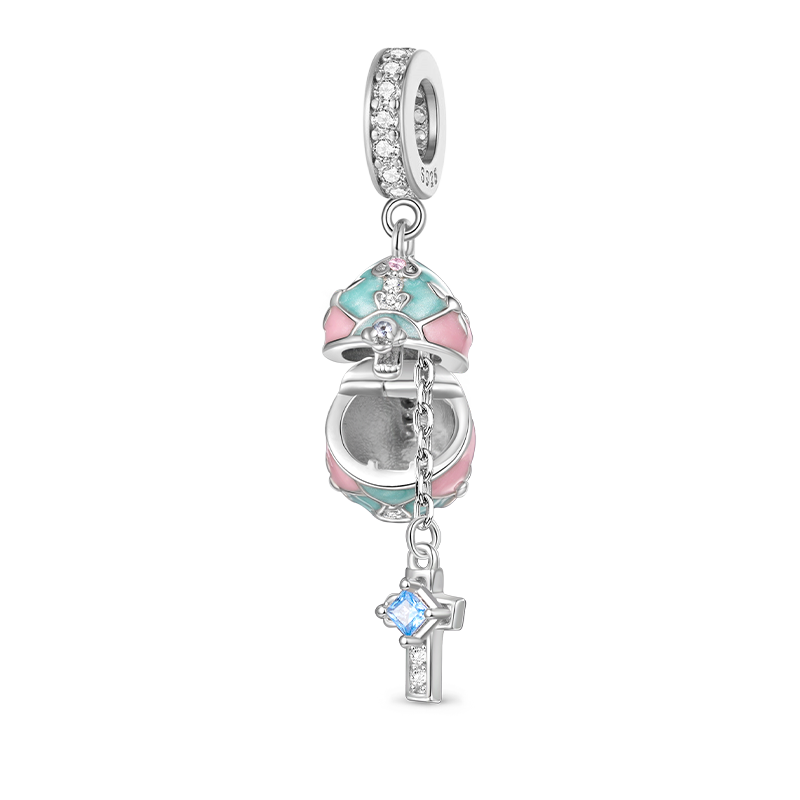 Gnoce Easter Egg Openable with Cross Pendant Dangle Charm_2