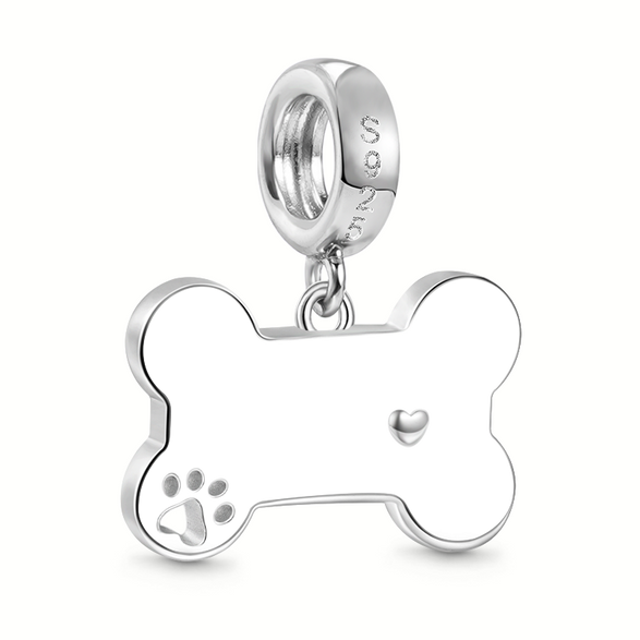 Gnoce "Dog Loves Bone" Engravable Pendant Dangle Charm