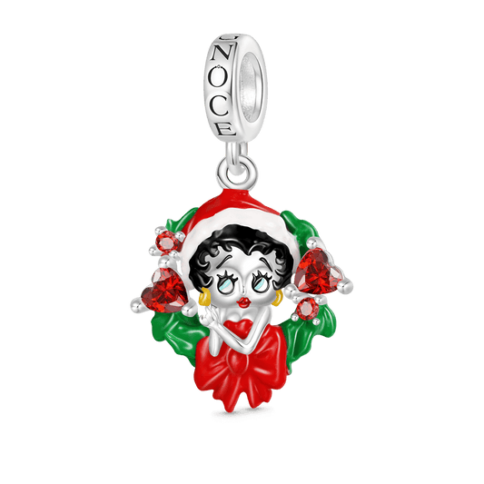 Gnoce Betty Boop Christmas Wreath Pendant Dangle Charm_1