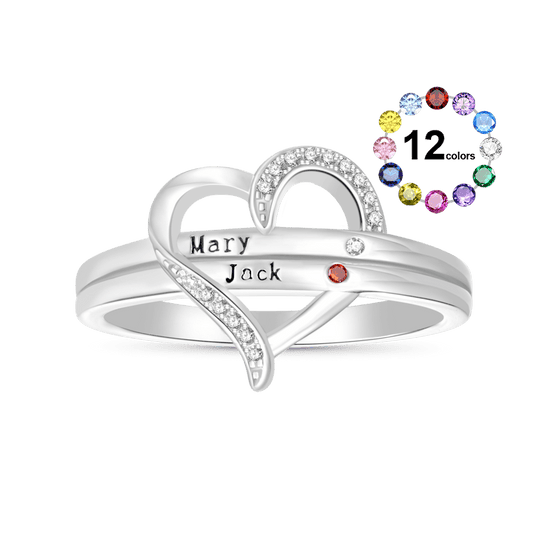 Gnoce Personalized Engravable Heart Birthstone Ring_1