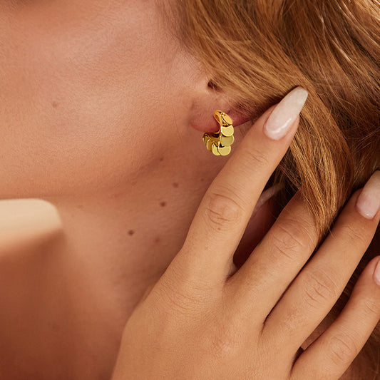 Gnoce Gold Tassel Heart Ear Clips_4