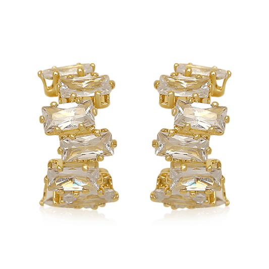Gnoce Irregular Zircon C-shaped Ear Clips_1