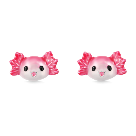 Gnoce Pink Mexican Axolotol Stud Earrings_1
