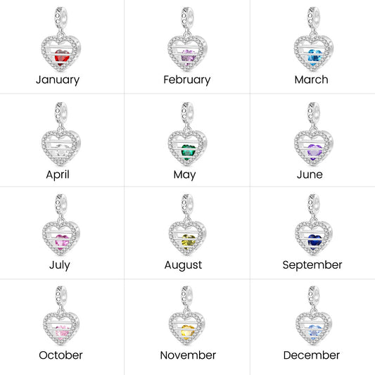 Gnoce Sealed Love Heart Birthstone Pendant Dangle Charm_7
