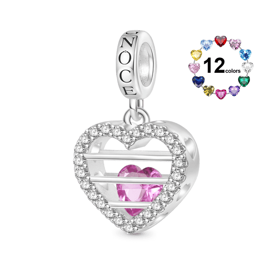 Gnoce Sealed Love Heart Birthstone Pendant Dangle Charm_1