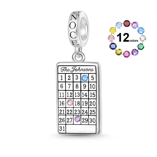 Gnoce Engravable Calendar Birthstone Pendant Dangle Charm_1