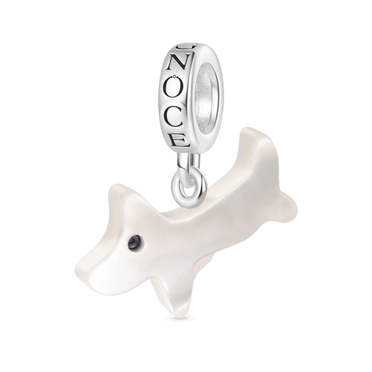 Gnoce Natural Sea Shell White Puppy Pendant Dangle Charm_1