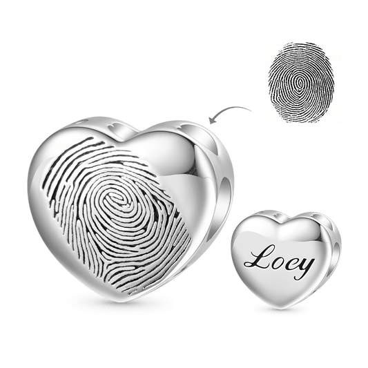 Gnoce Personalized Fingerprint Engravable Heart Pendant Dangle Charm_1