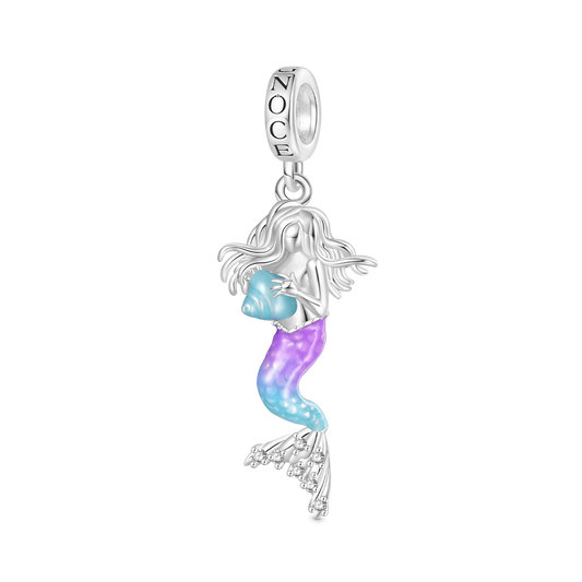 Gnoce Little Mermaid Holding Conch Pendant Dangle Charm_1