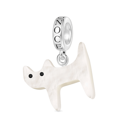 Gnoce Natural Sea Shell White Cat Pendant Dangle Charm_1