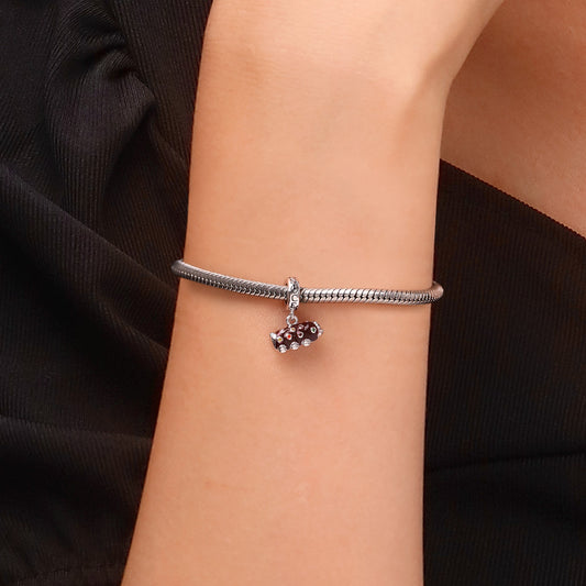 Gnoce Caterpillar Chocolate Swiss Roll Cake Pendant Dangle Charm_6