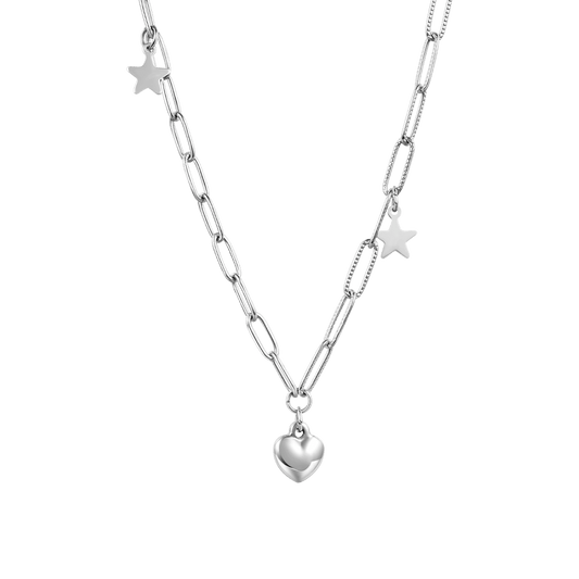 Gnoce Little Star Heart Link Chain Necklace_1