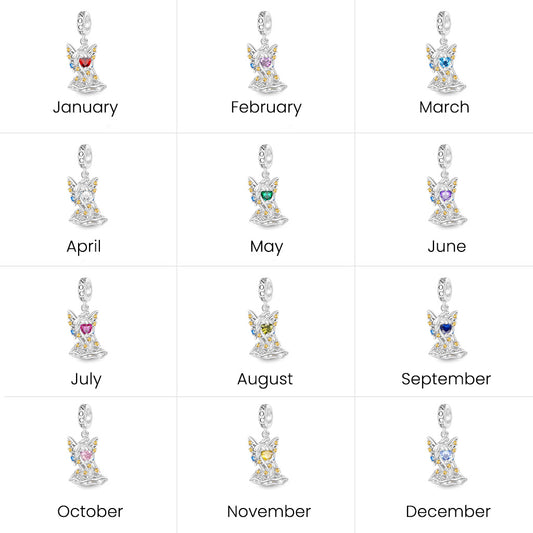 Gnoce Fairy Queen Titania Embraces Heart Birthstone Pendant Dangle Charm_7