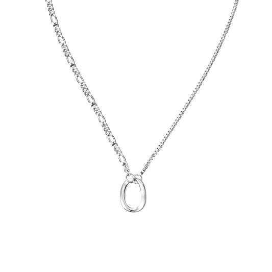 Gnoce Asymmetric Chain Hollow Oval Link Necklace_1