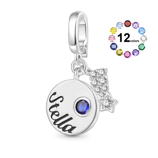 Gnoce Engravable Birthstone Shooting Star Clasp Clusters Charm_1