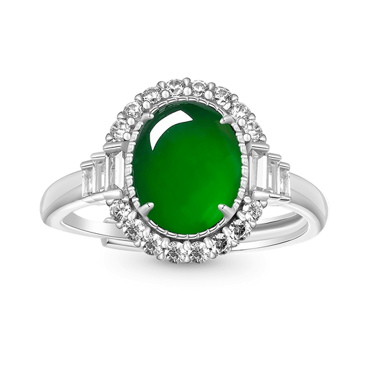 Gnoce Natural Cabochon Vivid Green Jadeite Ring_1