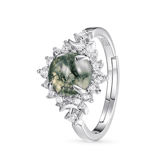Gnoce Green Moss Agate Adjustable Ring_1