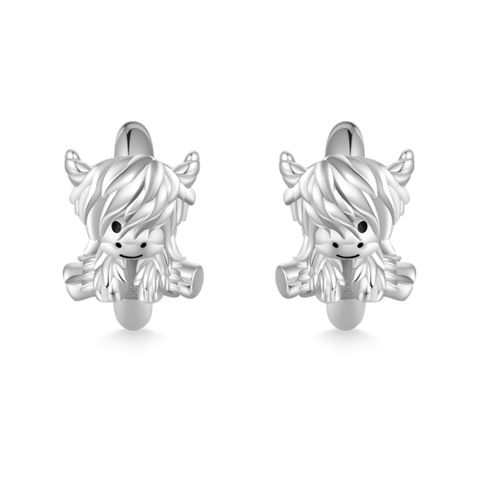 Gnoce Highland Cow Hoop Stud Earrings_1