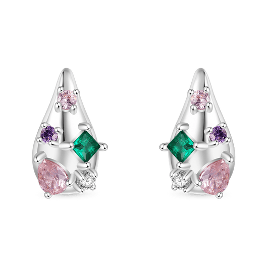 Gnoce Gem Inlay Teardrop Stud Earrings_1