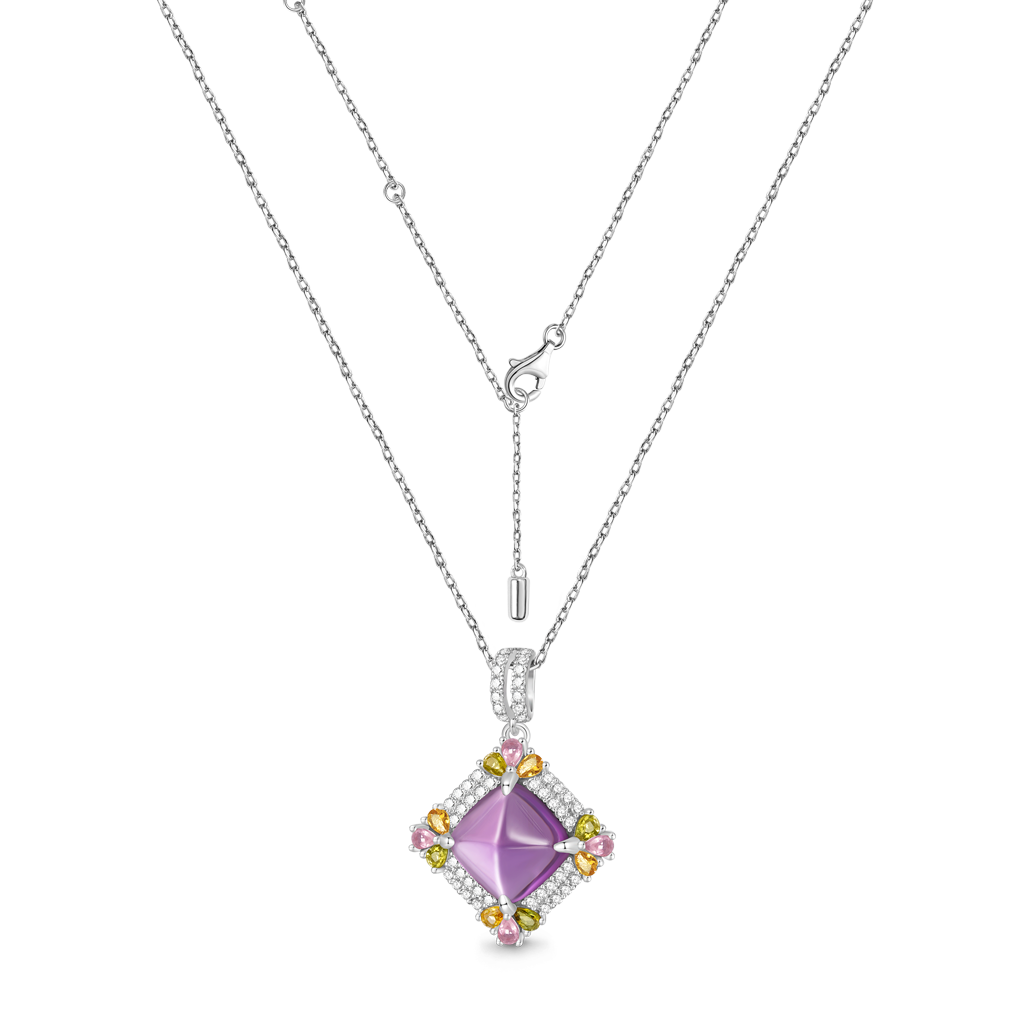 Gnoce Elegant Luxurious Shine Amethyst Pendant Necklace_3