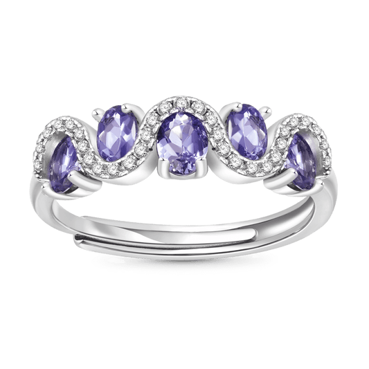 Gnoce Genuine Tanzanite Eternity Wedding Band Ring_1