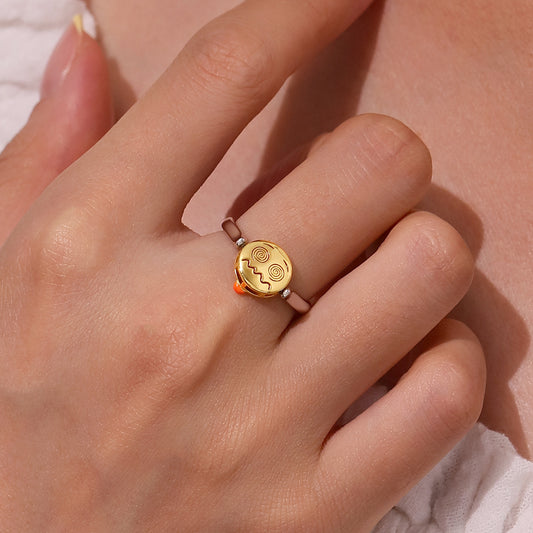 Gnoce emoji Zanny Face Reversible to Dizzy Face Ring_7